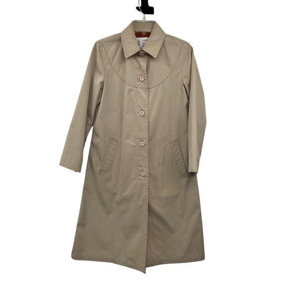 London Fog Jackets & Blazers - Vintage London Fog Trench Coat Womens 6P Petites Used Khaki Lined *No Belt